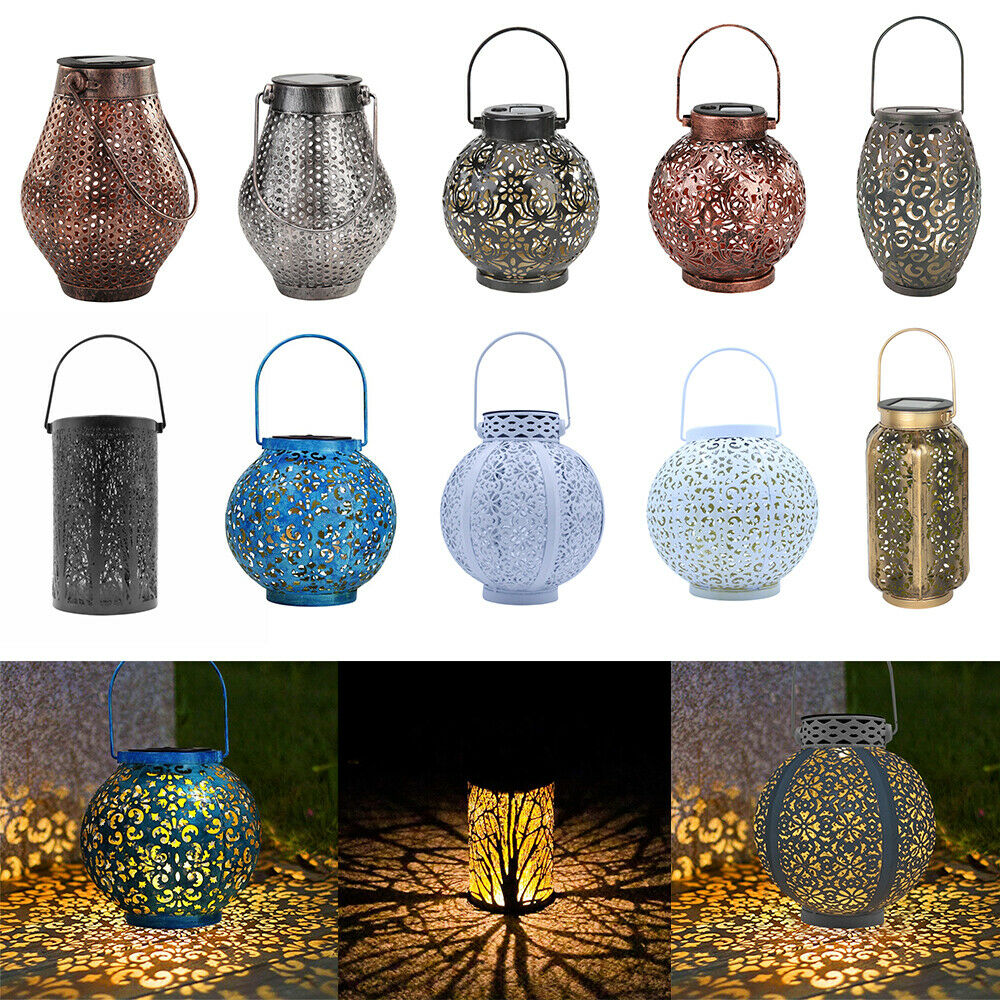 2021 полый стиль Солнечный светодиодный водонепроницаемый Железный фонарь садовый цветочный декоративный светильник