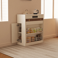 Ensemble de table à manger îlot moderne style crème, extensible et pliable, avec chaises multifonctionnelles et armoire en contreplaqué pour petites maisons