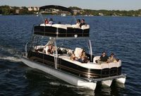Meilleure qualité 30 pieds Double Decker légende pédale ponton bateau plongée pêche fête bateau vente en fibre de verre aluminium hors-bord