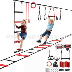 Kit Ninja Warrior C 15m avec ceinture plate, anneaux, échelle, pont, équipement d'entraînement d'équilibre pour enfants et adultes, ensemble d'obstacles d'agilité - Product Image 2