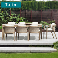 Tables et chaises d'extérieur pour villa, mobilier de jardin en alliage d'aluminium, table longue imperméable, chaise de restaurant, chaise de loisirs, chaise de salle à manger