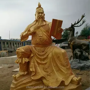 Высококачественная бронзовая китайская статуя Бога Гуань Гонг Юй в натуральную величину