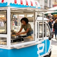 Camion de restauration à vendre avec équipement de cuisine professionnel, remorque alimentaire mobile électrique pour entreprise de restauration