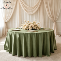 Nappe ronde vert sauge ANNIELU, style laine élégante, en velours, pour mariage, réception, banquet, fête, décoration de la maison