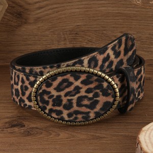Cintura da Donna in Pelle PU con Motivo Leopardato e Fibbia Rotonda, Stile Western Cowboy per Jeans - Product Image 1