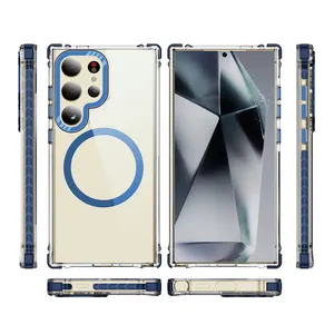 Wholesale 3D Shockproof Clear PC Magnetic Phone Cover For Samsung Galaxy S24 Ultra
