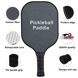 Paletas de Pickleball de madera contrachapada de carbono con agarre de fibra de carbono texturizado negro de 16mm de espesor personalizado para jugadores de fondo de tenis - Product Image 6