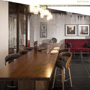 <span class=keywords><strong>Tabouret</strong></span> de bar pivotant en bois courbé avec dossier rembourré en cuir végétalien, repose-pieds en bois de noyer, rotation à 360 degrés, style Mid-Century pour hôtel et bar - Product Image 5