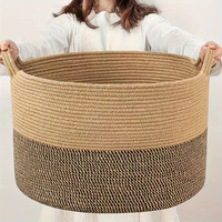 Panier de rangement en corde de coton tressée, double poignée, grand format, pour la maison, le placard, la lessive, les jouets, style japonais, 55x35cm, professionnel, en gros