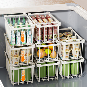 Cesta de Almacenamiento Metálica para Refrigerador con Múltiples Niveles y Estantes, Diseño Desmontable Impermeable y Ecológico para Uso en la Cocina - Product Image 1