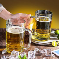 Verre à bière transparent avec poignée de 380 ml pour bar, maison, fête