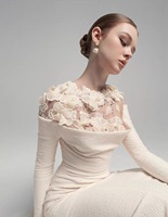 Robe mi-longue Bettergirl 2025, nouvelle collection, style luxe léger, motif floral, effet musculaire