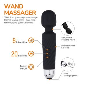 Baguette de massage professionnelle <span class=keywords><strong>luna</strong></span> pour femmes, sans fil, rechargeable, 8 vitesses, 20 motifs - Product Image 2