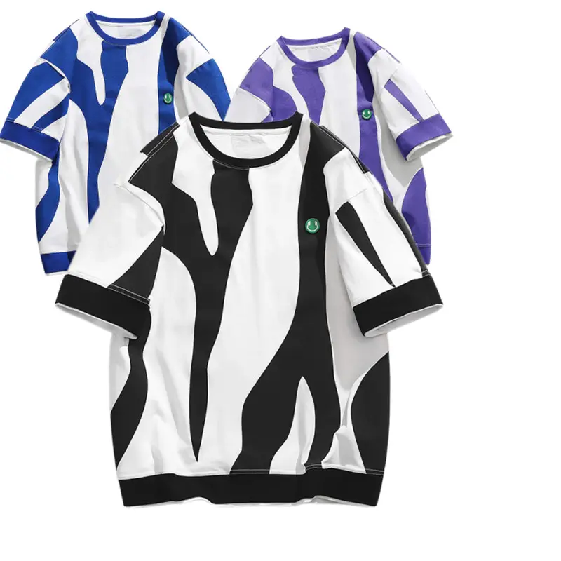 2022 High Street Knit T-Shirt Wholesale Heavyweight T-Shirt Tie-Dye T-Shirts Stripe