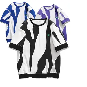 2022 High Street Knit T-Shirt Wholesale Heavyweight T-Shirt Tie-Dye T-Shirts Stripe