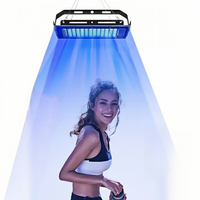 Machine de solarium professionnelle sans UV Design bleu moderne Source de lumière LED lit de bronzage Salon de maison lampadaires faciaux en aluminium