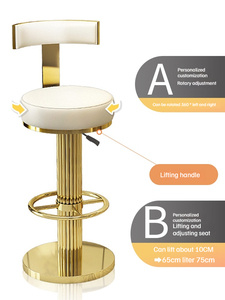 Sedia da Cucina Personalizzata in Oro, <span class=keywords><strong>Sgabello</strong></span> da Bar Moderno, Sedia da Bar di Lusso in Acciaio Inossidabile e Velluto in Stile Nordico - Product Image 4