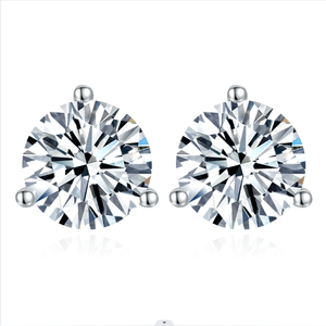 Pendientes de Compromiso de Plata de Ley para Mujer con Moissanita de Silicio de 1 Quilate y Piedras Sintéticas de 6.5mm - Product Image 1