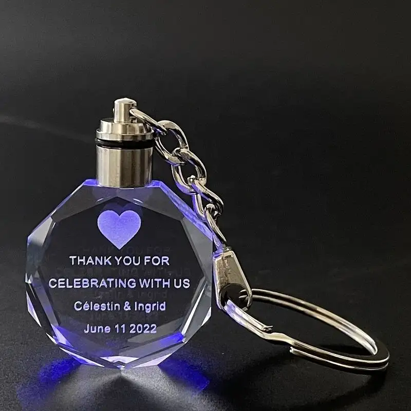 Honor Of Crystal Keychains Promotional Custom Clear Wedding Led For Souvenirs Gift