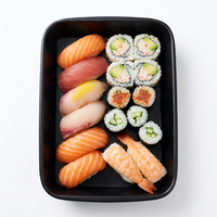 Boîte à sushi en papier noir grande capacité, jetable et écologique, pour traiteur et plateaux de fête
