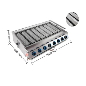 Коммерческий газовый гриль-барбекю из нержавеющей стали с 8 конфорками, бездымный, для жарки устриц, для отелей, ресторанов, улицы - Product Image 2