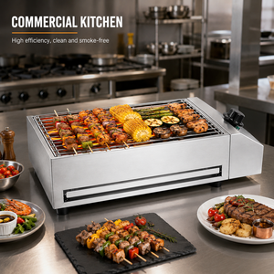 Commercial 2600W Smokeless Electric <b>BBQ</b> Grill EB-280 Stainless Steel Tabletop Barbecue Grill with Adjustable Temperature - Product Image 5