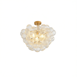 Lampe suspendue au plafond en or, abat-jour en verre transparent de 20 pouces, hauteur non réglable, pour salon, salle à manger, cuisine - Product Image 1