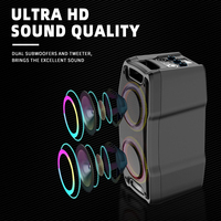Speaker Pesta Portabel 40W Daya Tinggi Dual 6.5" Lampu LED Pegangan-Nirkabel untuk Speaker Baterai Li-ion Remote Control 5-10