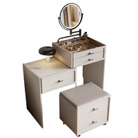 Mini commode vintage en bois crème avec tiroirs pour hôtels, 50 cm et 60 cm, tables de maquillage et de chevet avec rangement intégré