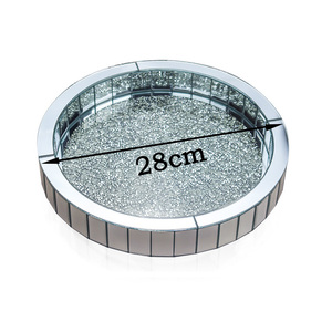 Plateau décoratif de miroir argenté rond contemporain de conception de mode tournant le plateau cosmétique d'organisateur - Product Image 1