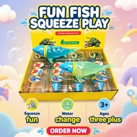 Jouet Squishy Requin Changeant de Couleur, Jouet Souple en TPR à Presser, Changement de Couleur Activé par l'Eau, Gadget Anti-Stress pour 14 ans et plus