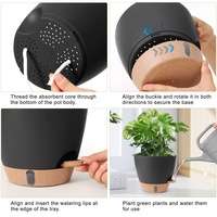 Pot de fleurs auto-absorbant noir de 8/9/10/12 pouces avec niveau d'eau visible et échelle latérale en plastique