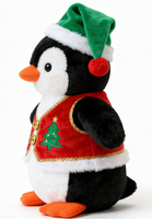Adorable poupée pingouin de Noël, jouet en peluche portant un chapeau de Père Noël