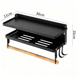 Fridge Organizer Magnetic Shelf 2 Tier Black Hanging Storage Rack For Kitchen <b>Refrigerator</b> Side Mount No Drill - Product Image 5