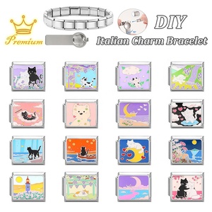 Pulsera Modular Italiana de Acero Inoxidable con Motivos de Mascotas de Dibujos Animados - Módulos Enlazables Personalizables, Creativos y Multifuncionales - Product Image 4
