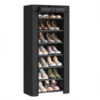 Étagère à chaussures SONGMICS avec housse en tissu non tissé, 7 niveaux, gain de place, trapézoïdale, capacité 14-20 paires de chaussures, pour entrée, baskets, haute capacité