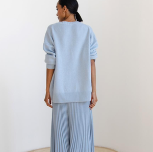 <span class=keywords><strong>Pull</strong></span>-over tricoté décontracté pour femme, en coton doux effet raton laveur, anti-rides, écologique, bleu ciel, longueur longue, personnalisable, faible MOQ - Product Image 6