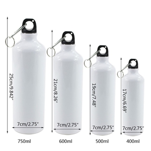 5PCS/Lot 400/500/600/750ml <strong>White</strong> Blank Sublimation Water Bottle with Carabiner Aluminum Leakproof <strong>Kettle</strong> - Product Image 2