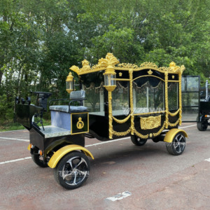 European Vintage Royal Carriage Hearse Embossed Golden <b>Ornaments</b> Four Wheels For Memorial Procession - Product Image 5
