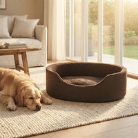 Coussin ovale pour chien avec rebord haut, en polyester doux, lavable, rembourrage en polypropylène, tapis de couchage