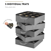 Boîte de rangement pour décorations de Noël, zone extensible réglable pour figurines et compartiments, capacité de 73 décorations de Noël