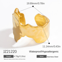 SUMMLY Vintage Ovaler Breiter Unregelmäßiger Welliger Personalisierter Flüssiger Wasserdichter 18K Vergoldeter Edelstahlring Edle Modeschmuckstücke
