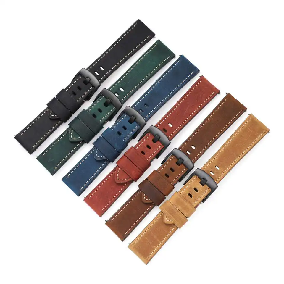 20mm 22mm Vintage Leather Strap Quick Release Watch Band For Samsung Galaxy s2 galaxy watch s3 Classic Wristband