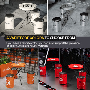 ชุดเก้าอี้โต๊ะโลหะสำหรับนั่งชาเฟอร์นิเจอร์ร้านอาหารสไตล์อุตสาหกรรม<span class=keywords><strong>เก้าอี้</strong></span>แบบดรัมเก้าอี้พักผ่อน - Product Image 3