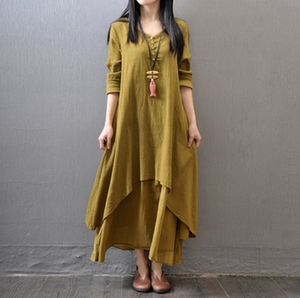 Abito da donna in stile coreano con logo personalizzato - Nuovo abito primaverile in cotone e <span class=keywords><strong>lino</strong></span> a maniche lunghe, abbigliamento casual alla moda (OEM/ODM) - Product Image 6