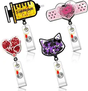 New Design Retractable Nurse Badge Reel Clip Cute Cartoon pharmacist Heart  Stethoscope Doctor Student IC ID Card Badge Holder