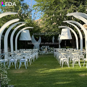 LEDA Outdoor Birthday Party Supplies Metal Arch <b>Backdrop</b> LED White Aisle Curtain Wrought Iron <b>Backdrop</b> for Wedding - Product Image 1