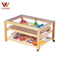 Table d'activités mobile moderne pour sable et eau, idéale pour les écoles maternelles, les jardins d'enfants et les activités Montessori, avec étagère de rangement et roulettes, pour chambre et cuisine