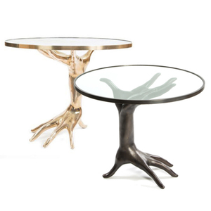 Mesa de centro redonda de lujo moderna hecha a mano Villa latón mesa auxiliar decorativa vidrio templado único muebles de sala de estar de lujo - Product Image 6