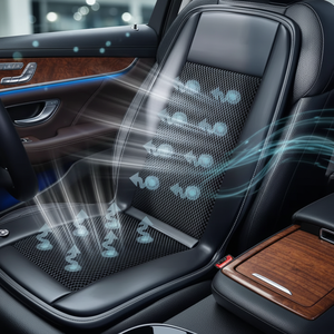 Alfombrilla de coche impermeable de refrigeración con ventilador ventilado de 12V, funda de asiento de cojín, poliéster automático Guangzhou, 2 uds., asientos de coche con aire acondicionado - Product Image 1